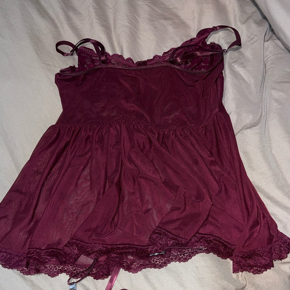 Burgundy Lace lingerie.